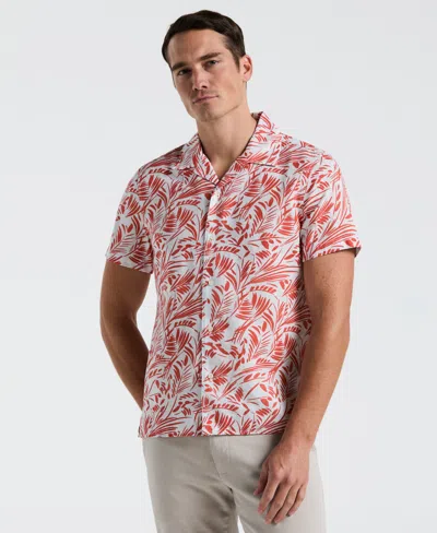 Perry Ellis Men's Linen Abstract Leaf Print Shirt In Burnt Sienna,multicolor