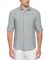 Perry Ellis Men's Linen Dress Shirt In Goblin Blue