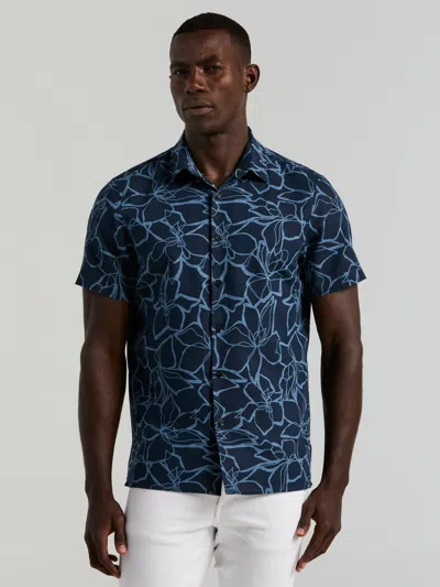 Perry Ellis Men's Linen Floral Print Shirt In Blue