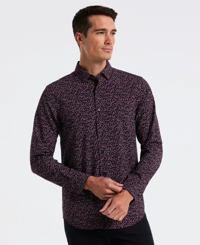 Perry Ellis Men's Long Sleeve Micro Floral Print Shirt In Purple