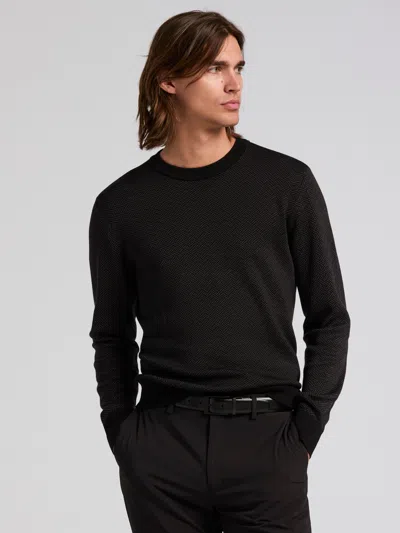 Perry Ellis Men's Long Sleeve Modal Geo Jacquard Crew Neck Sweater In Black