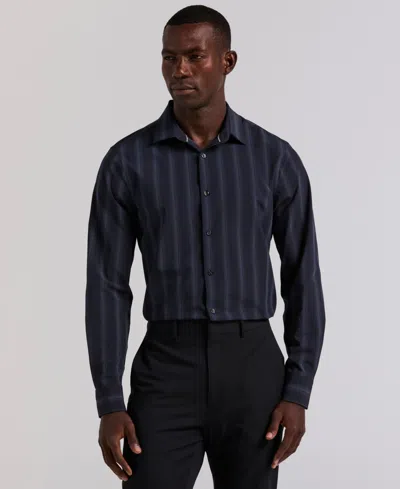 Perry Ellis Men's Long Sleeve Ombre Yarn-dyed Stripe Shirt In Blue