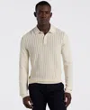 Perry Ellis Men's Textured Front Polo Sweater In Neutral