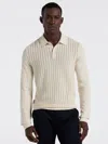 Perry Ellis Men's Long Sleeve Tech Polo Sweater In Neutral