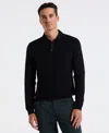 Perry Ellis Men's Textured Front Polo Sweater In Blue