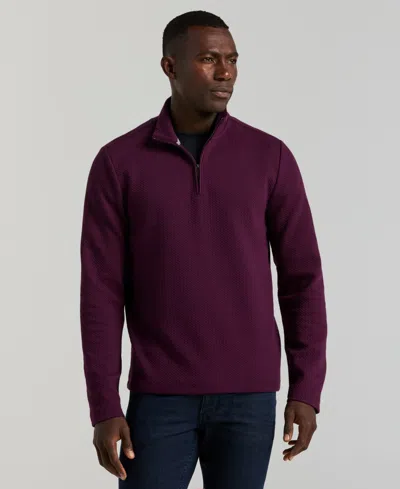 Perry Ellis Men's Long-sleeve Textured Quarter-zip Sweater In Purple