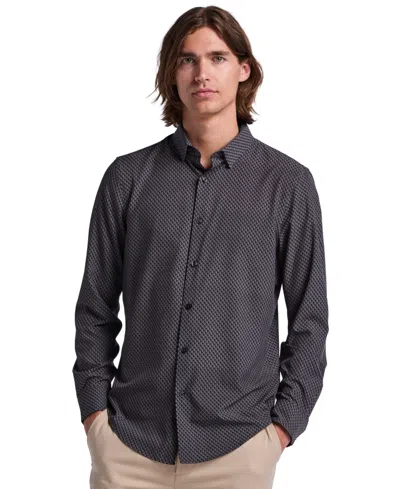 Perry Ellis Men's Long-sleeve Slim-fit Diamond Geometric Print Shirt In Blue
