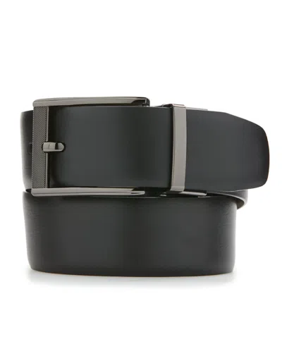 Perry Ellis Men's Mesh Buckle Black Leather Belt, Size Xl, Regular