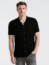 Perry Ellis Men's Mesh Button Front Polo Sweater In Black