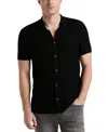 Perry Ellis Men's Mesh Button Front Polo Sweater In Black