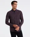 Perry Ellis Men's Micro Floral Print Slim Fit Total Stretch Shirt In Purple
