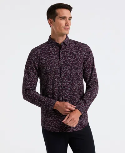 Perry Ellis Men's Micro Floral Print Slim Fit Total Stretch Shirt In Purple