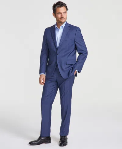 Perry Ellis Men's Modern-fit Solid Nested Suit In Blue Plaid