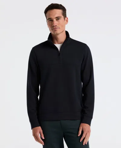 Perry Ellis Men's Neoprene Quarter Zip Long-sleeve Sweater In Blue