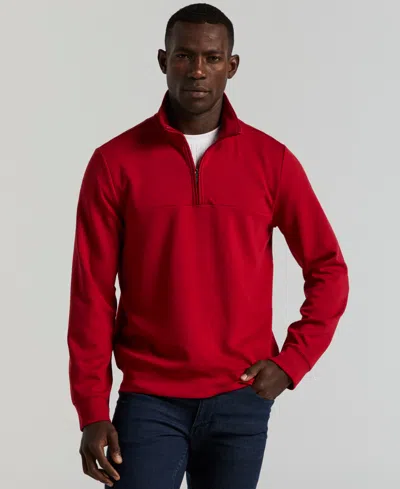 Perry Ellis Men's Neoprene Quarter Zip Long-sleeve Sweater In Multi