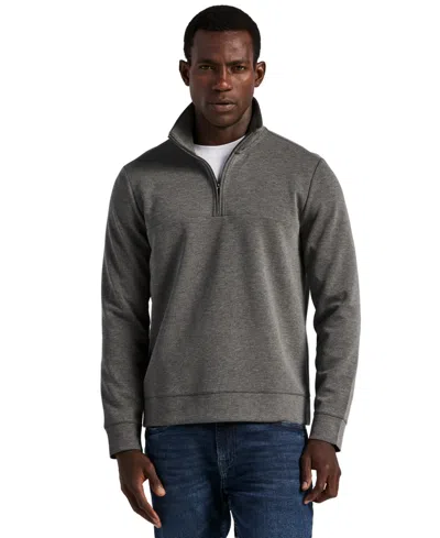 Perry Ellis Men's Neoprene Quarter Zip Long-sleeve Sweater In Gray