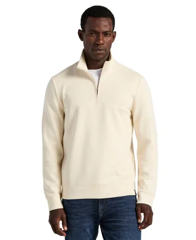 Perry Ellis Men's Neoprene Quarter Zip Long-sleeve Sweater In Neutral