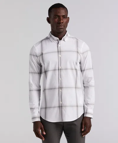 Perry Ellis Men's Ombre Plaid Poplin Shirt In White