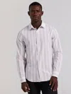Perry Ellis Men's Ombre Stripe Long Sleeve Slim Fit Shirt In White