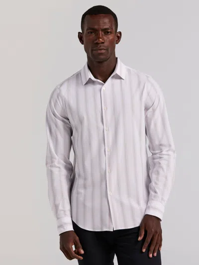 Perry Ellis Men's Ombre Stripe Long Sleeve Slim Fit Shirt In White