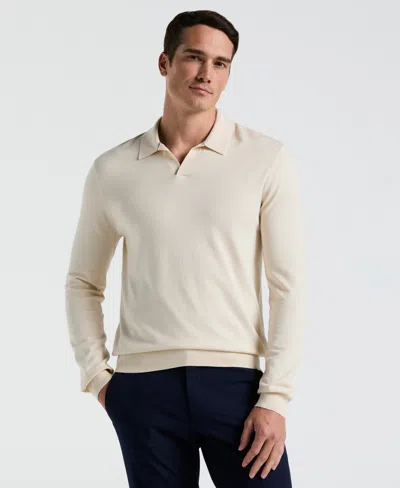 Perry Ellis Men's Open Polo Sweater In Birch,beige