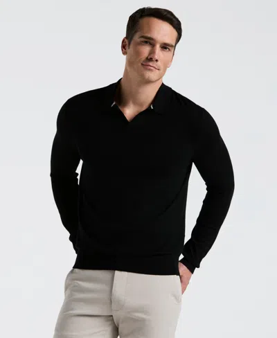 Perry Ellis Men's Open Polo Sweater In Black