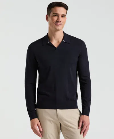 Perry Ellis Men's Open Polo Sweater In Dark Sapphire,blue