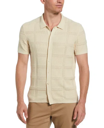 Perry Ellis Men's Open Stitch Jacquard Shirt In Castle Wall
