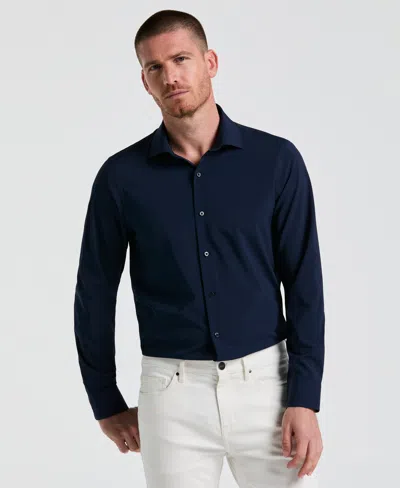 Perry Ellis Men's Performance Tech Solid Dress Shirt In True Navy,blue