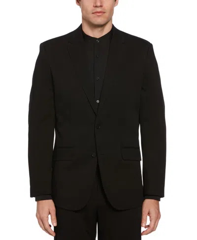 Perry Ellis Men's Ribbed Long Sleeve Cardigan Sweater Jacket In Black