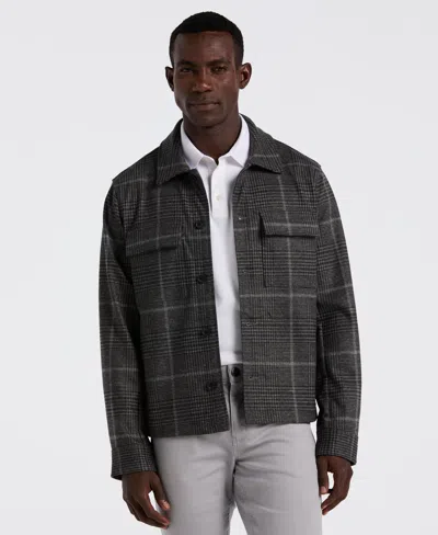 Perry Ellis Men's Bold Power Plaid Print Knit Short Jacket In Gray