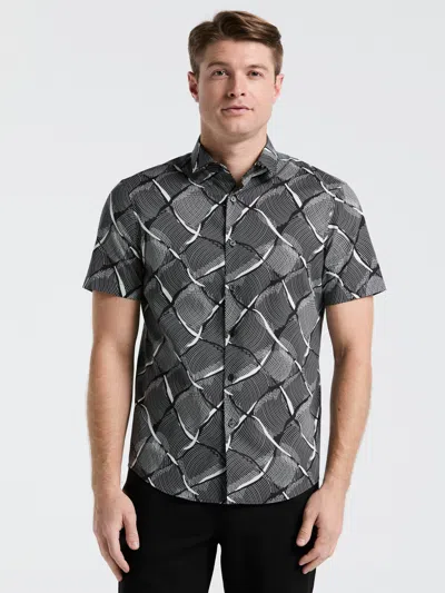 Perry Ellis Men's Poplin Linework Grid Print Shirt In Black