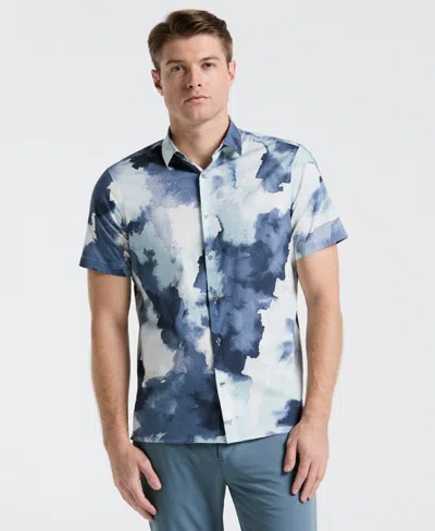 Perry Ellis Men's Poplin Watercolor Print Shirt