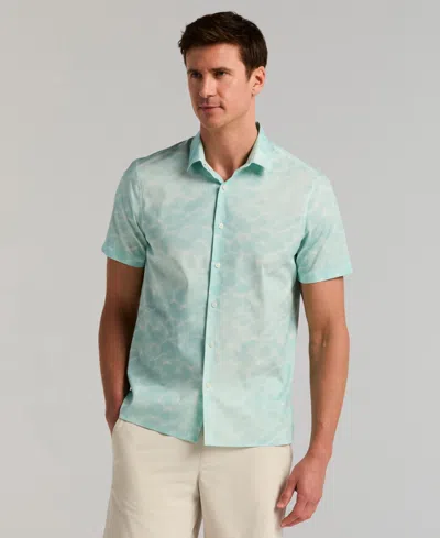 Perry Ellis Men's Printed Poplin Short-sleeve Shirt In Blue
