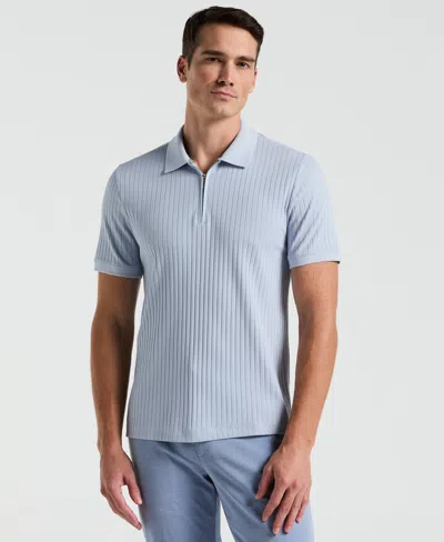 Perry Ellis Men's Quarter Zip Ribbed Polo In Kentucky Blue - New Color