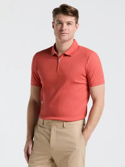 Perry Ellis Men's Quarter Zip Ribbed Polo In Red