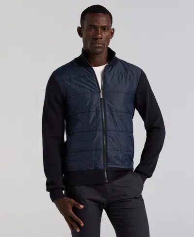 Perry Ellis Men's Quilted Front Zip Sweater In Blue