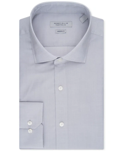 Perry Ellis Men's Modern-fit Lux Twill Solid Dress Shirt In Lt Grey
