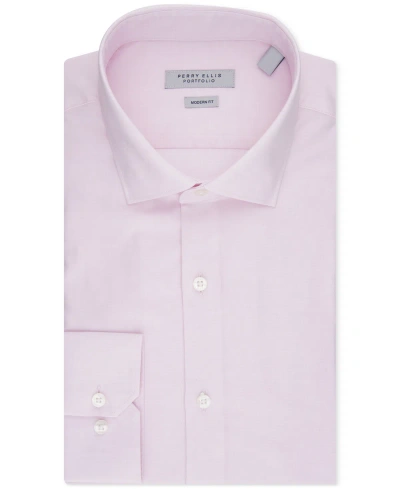 Perry Ellis Men's Modern-fit Lux Twill Solid Dress Shirt In Pink