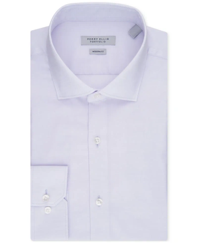 Perry Ellis Men's Modern-fit Lux Twill Solid Dress Shirt In Purple