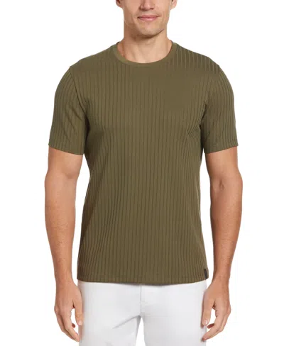 Perry Ellis Men's Rib Knit Crew Neck T-shirt In Beetle,green