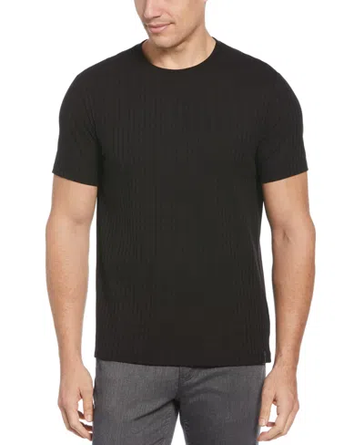 Perry Ellis Men's Rib Knit Crew Neck T-shirt In Black