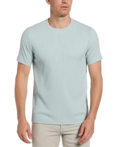 Perry Ellis Men's Rib Knit Crew Neck T-shirt In Gray Mist