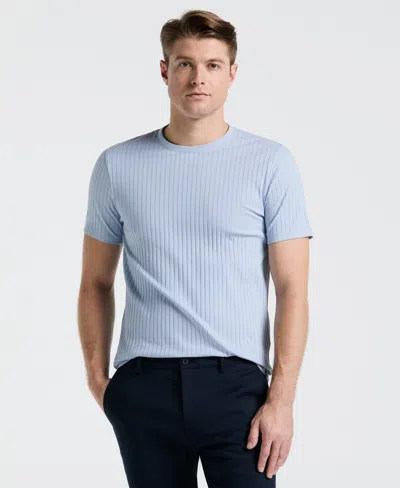 Perry Ellis Men's Rib Knit Crew Neck T-shirt In Kentucky Blue - New Color