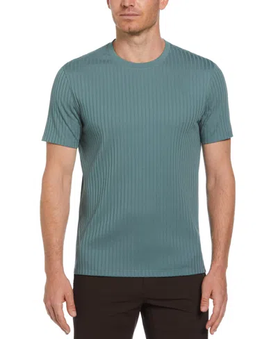 Perry Ellis Men's Rib Knit Crew Neck T-shirt In North Atlantic,green