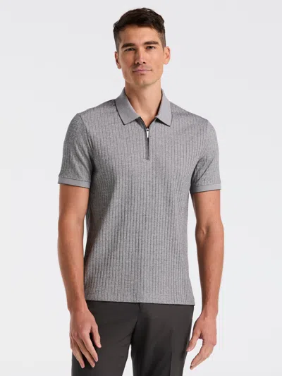 Perry Ellis Men's Rib Zip Polo Shirt In Gray