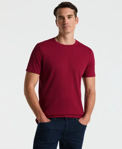 Perry Ellis Men's Ribbed Crew Neck T-shirt In Red