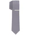 Perry Ellis Men's Sateen Slim Tie In Silver,gray