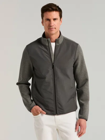 Perry Ellis Men's Scuba Mock Full Zip Shirt In Magnet Heather,gray