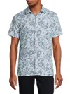 Perry Ellis Men's Short Sleeve Abstract Button Down Shirt In Celestial